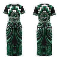 Aotearoa Whakatohea Personalised Couples Matching Short Sleeve Bodycon Dress and Long Sleeve Button Shirt Maori Iwi Poutama Puhoro Tattoo LT14 - Polynesian Pride