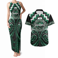 Aotearoa Whakatohea Personalised Couples Matching Tank Maxi Dress and Hawaiian Shirt Maori Iwi Poutama Puhoro Tattoo LT14 Green - Polynesian Pride