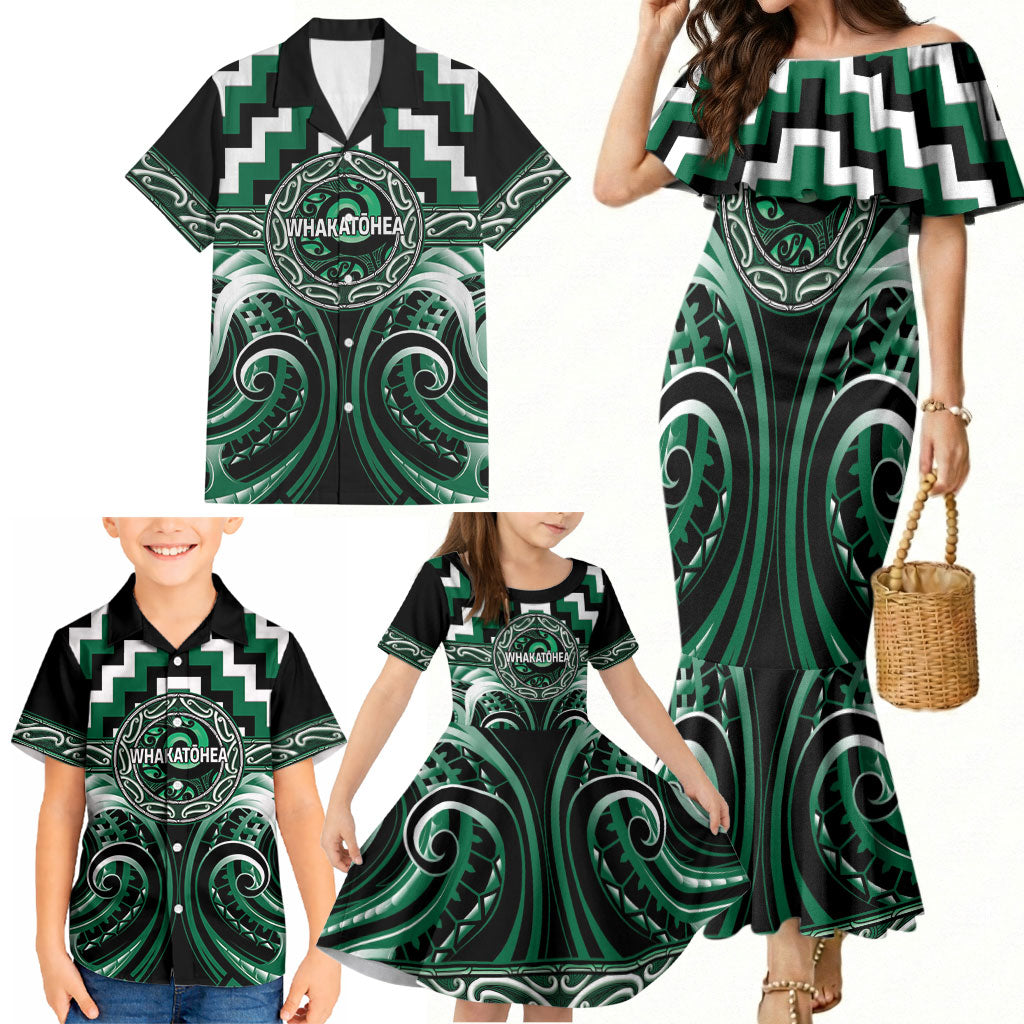Aotearoa Whakatohea Personalised Family Matching Mermaid Dress and Hawaiian Shirt Maori Iwi Poutama Puhoro Tattoo LT14 - Polynesian Pride