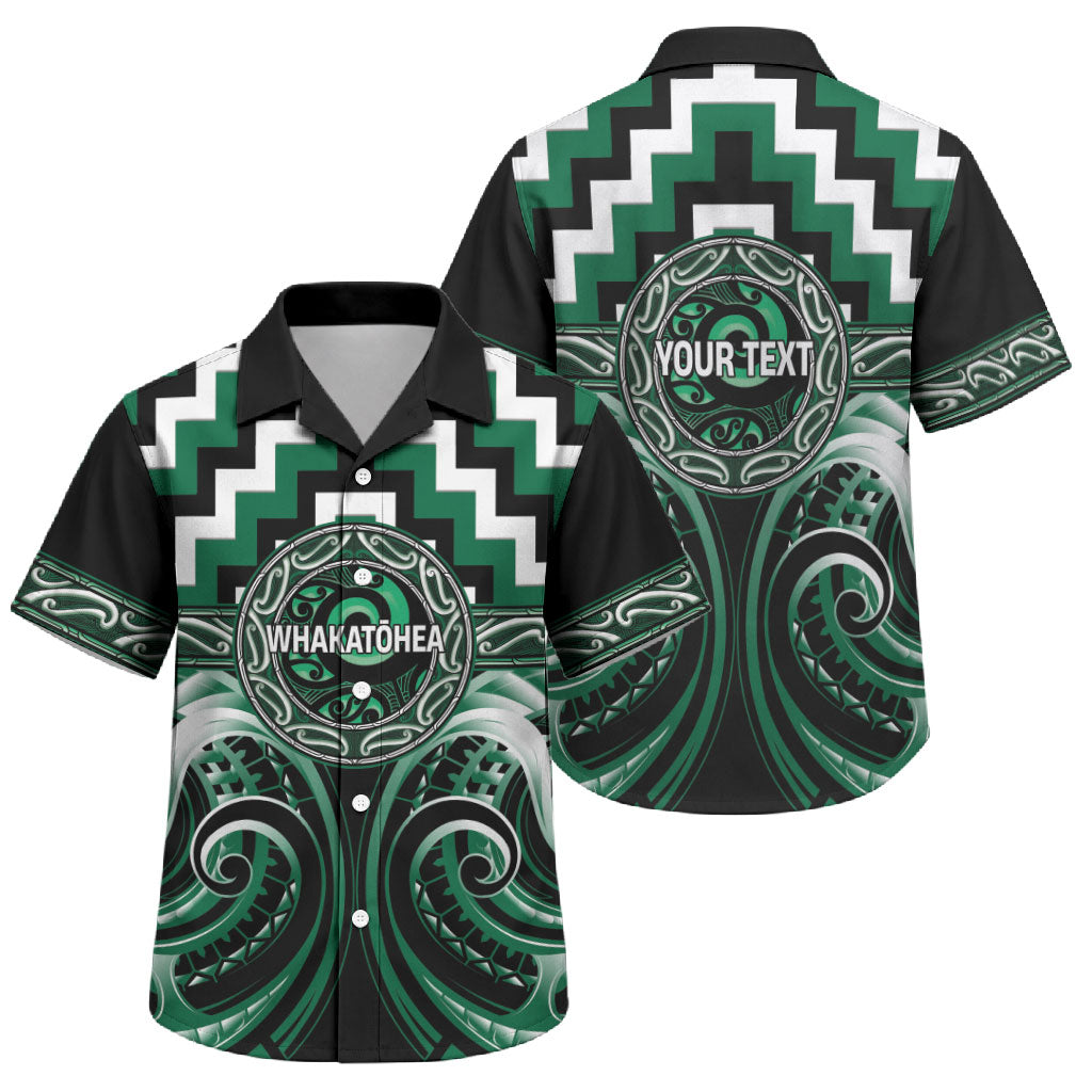 Aotearoa Whakatohea Personalised Family Matching Off Shoulder Short Dress and Hawaiian Shirt Maori Iwi Poutama Puhoro Tattoo LT14 Son's Shirt Green - Polynesian Pride