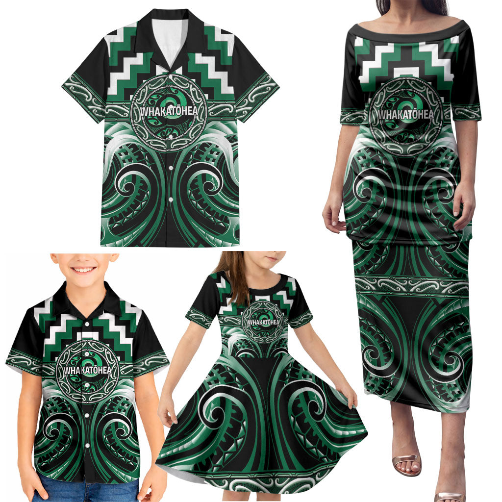 Aotearoa Whakatohea Personalised Family Matching Puletasi and Hawaiian Shirt Maori Iwi Poutama Puhoro Tattoo LT14 - Polynesian Pride