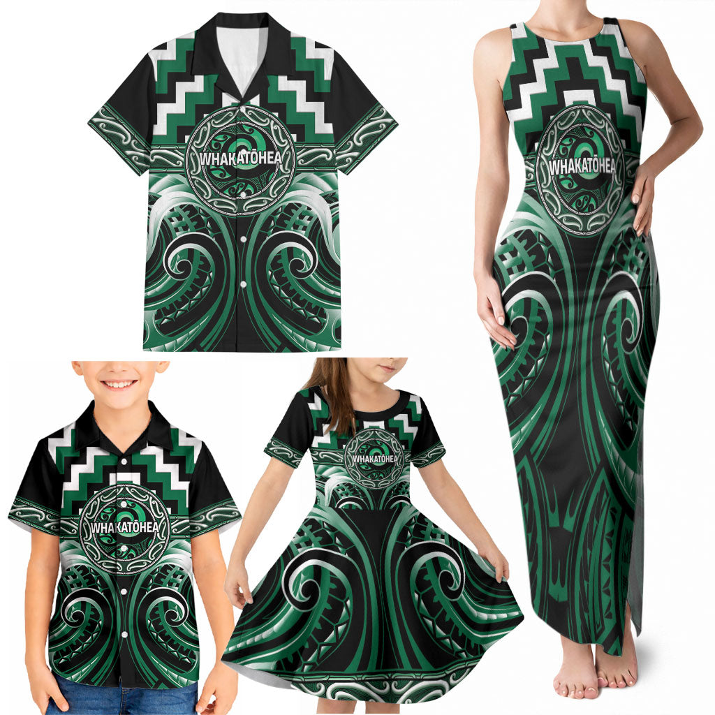 Aotearoa Whakatohea Personalised Family Matching Tank Maxi Dress and Hawaiian Shirt Maori Iwi Poutama Puhoro Tattoo LT14 - Polynesian Pride