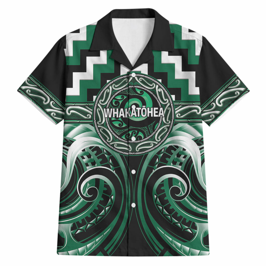 Aotearoa Whakatohea Personalised Hawaiian Shirt Maori Iwi Poutama Puhoro Tattoo LT14 Green - Polynesian Pride