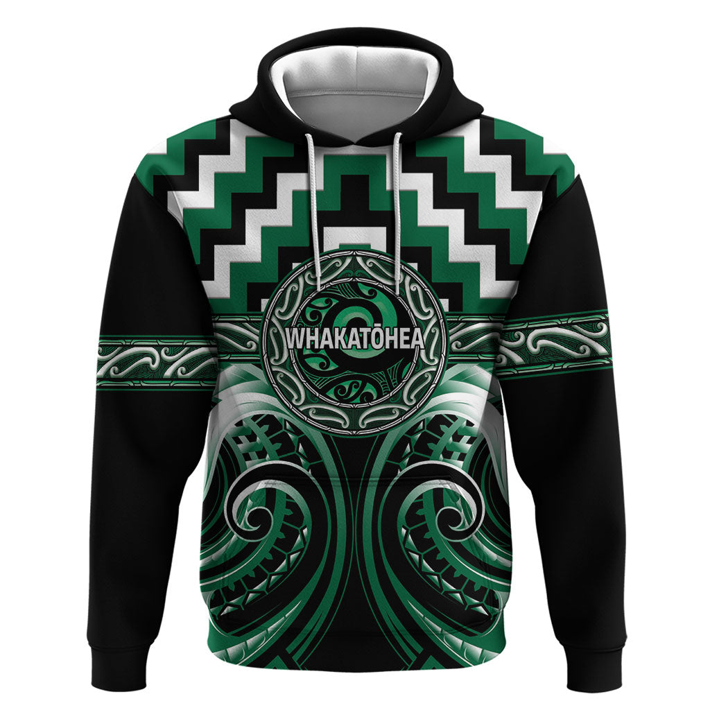 Aotearoa Whakatohea Personalised Hoodie Maori Iwi Poutama Puhoro Tattoo LT14 Pullover Hoodie Green - Polynesian Pride