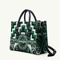 Aotearoa Whakatohea Leather Bag Maori Iwi Poutama Puhoro Tattoo LT14 Green - Polynesian Pride