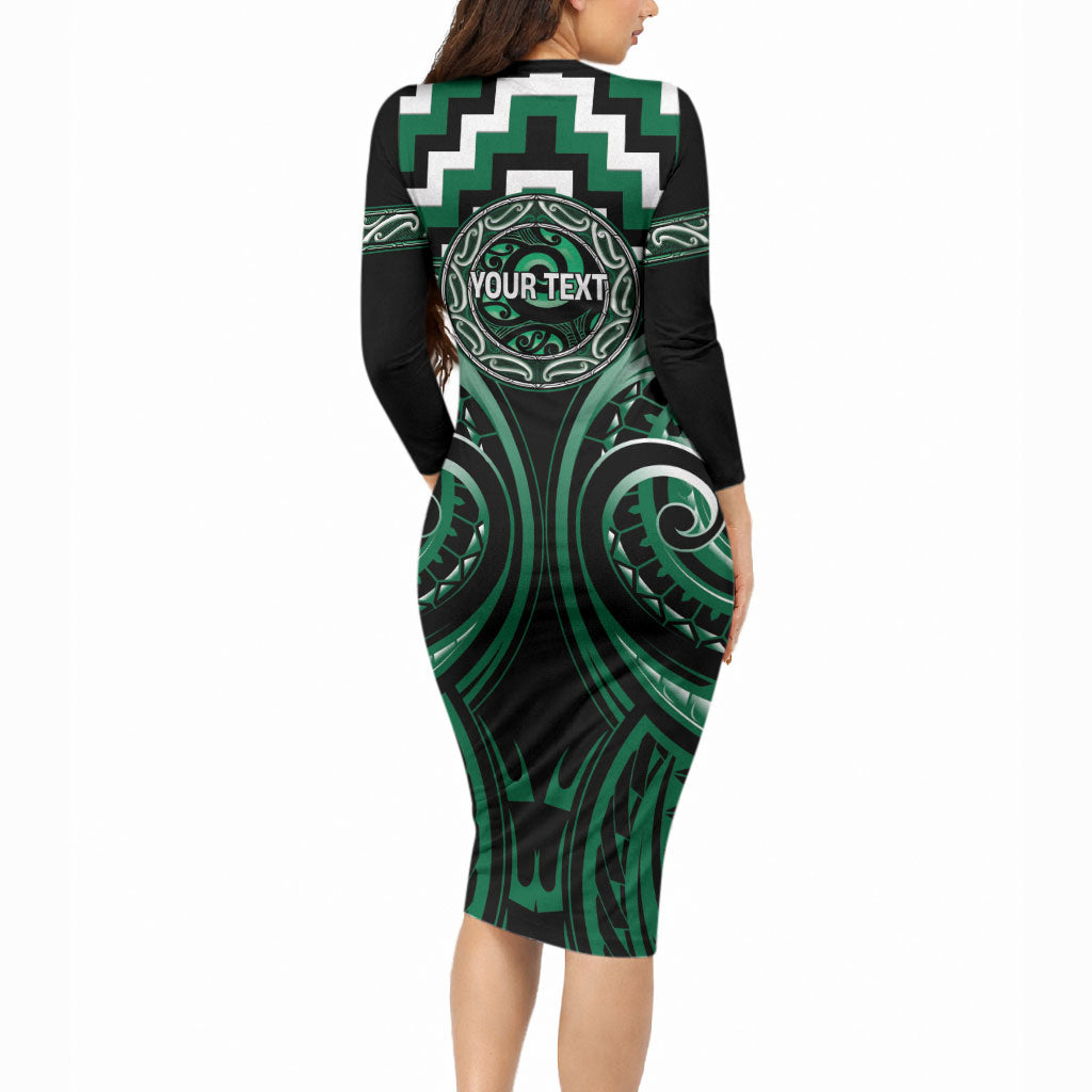 Aotearoa Whakatohea Personalised Long Sleeve Bodycon Dress Maori Iwi Poutama Puhoro Tattoo LT14 - Polynesian Pride