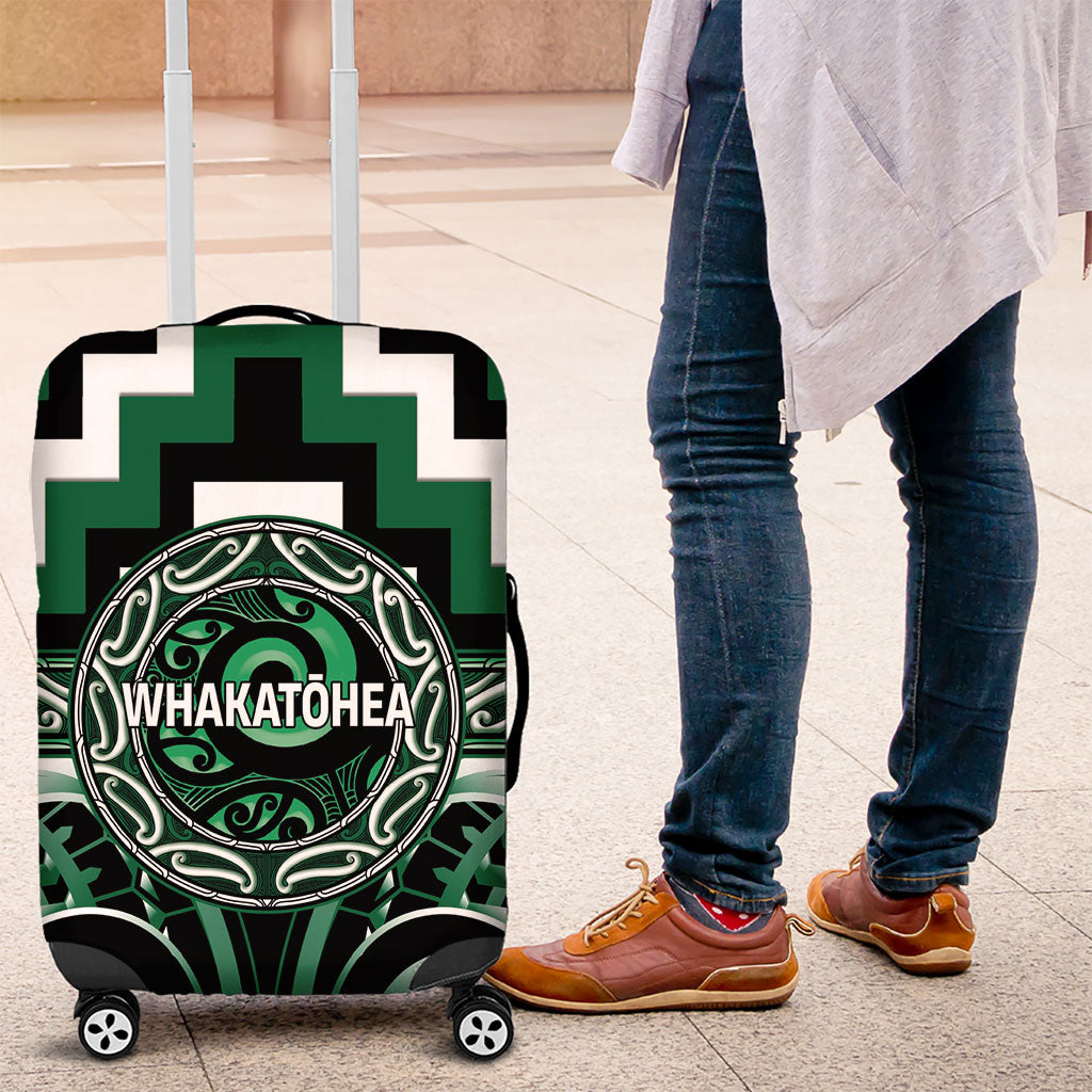 Aotearoa Whakatohea Luggage Cover Maori Iwi Poutama Puhoro Tattoo LT14 Green - Polynesian Pride