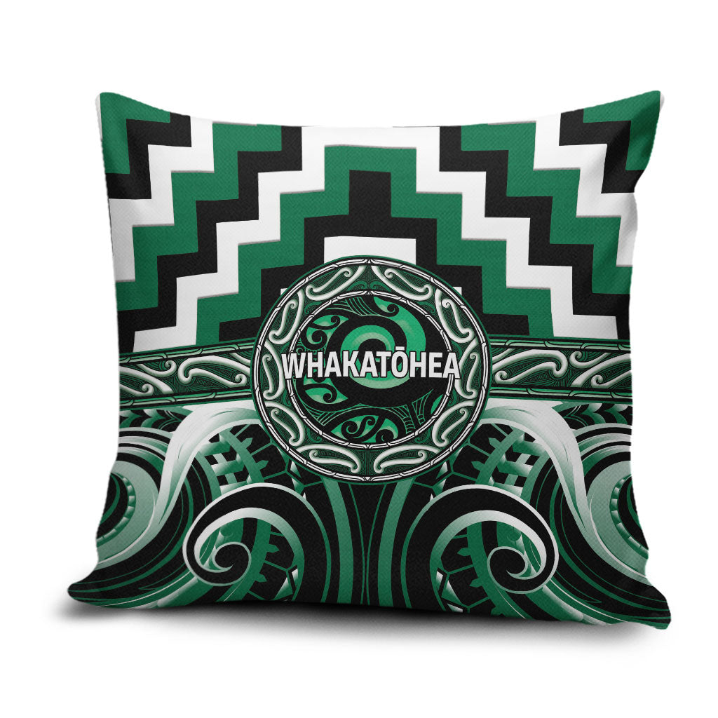 Aotearoa Whakatohea Pillow Cover Maori Iwi Poutama Puhoro Tattoo LT14 Green - Polynesian Pride