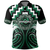 Aotearoa Whakatohea Personalised Polo Shirt Maori Iwi Poutama Puhoro Tattoo LT14 Green - Polynesian Pride