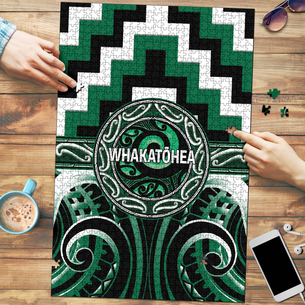 Aotearoa Whakatohea Puzzle Maori Iwi Poutama Puhoro Tattoo LT14 Green - Polynesian Pride