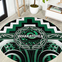 Aotearoa Whakatohea Round Carpet Maori Iwi Poutama Puhoro Tattoo LT14 Green - Polynesian Pride