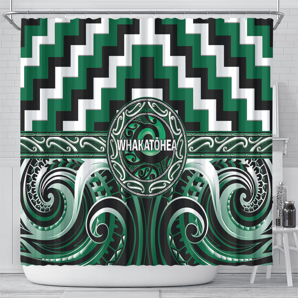 Aotearoa Whakatohea Shower Curtain Maori Iwi Poutama Puhoro Tattoo LT14 - Polynesian Pride