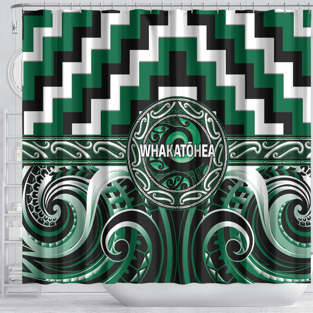 Aotearoa Whakatohea Shower Curtain Maori Iwi Poutama Puhoro Tattoo LT14 - Polynesian Pride