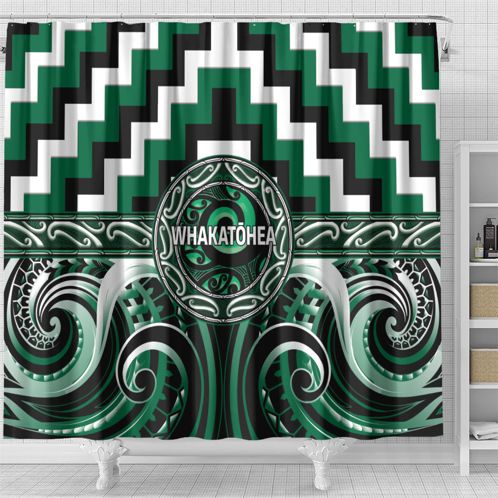 Aotearoa Whakatohea Shower Curtain Maori Iwi Poutama Puhoro Tattoo LT14 - Polynesian Pride
