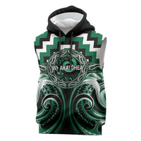 Aotearoa Whakatohea Personalised Sleeveless Hoodie Maori Iwi Poutama Puhoro Tattoo LT14 Green - Polynesian Pride