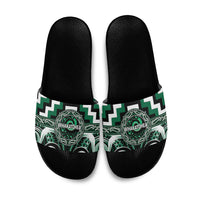 Aotearoa Whakatohea Slide Sandals Maori Iwi Poutama Puhoro Tattoo LT14 Green - Polynesian Pride