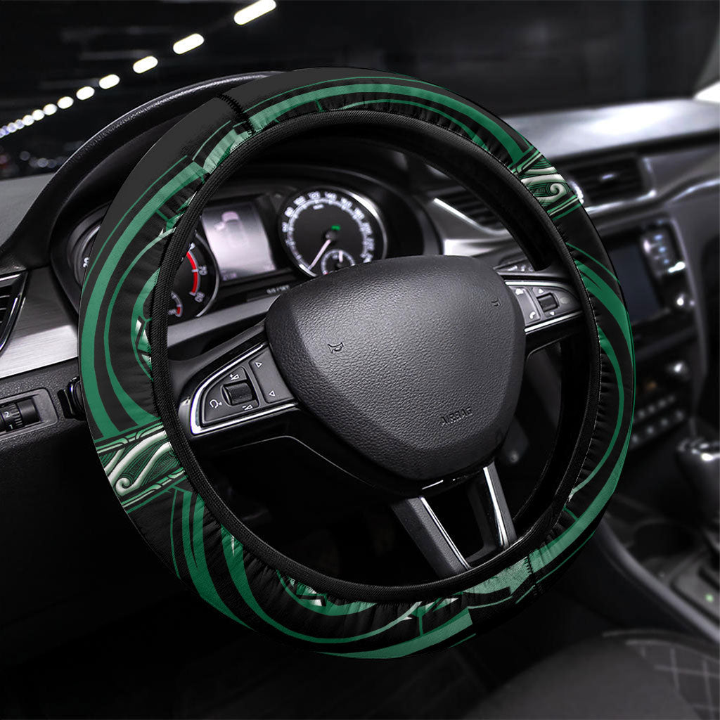 Aotearoa Whakatohea Steering Wheel Cover Maori Iwi Poutama Puhoro Tattoo LT14 Universal Fit Green - Polynesian Pride