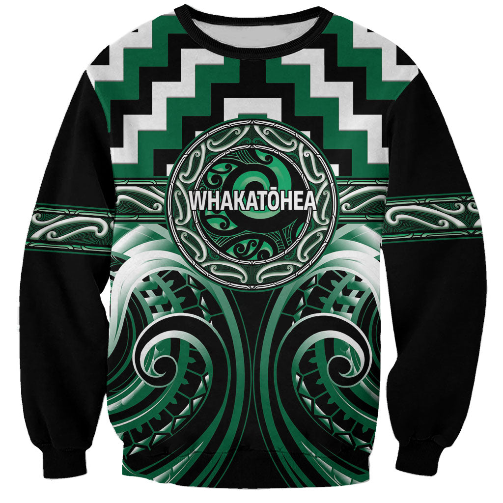 Aotearoa Whakatohea Personalised Sweatshirt Maori Iwi Poutama Puhoro Tattoo LT14 Unisex Green - Polynesian Pride