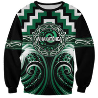 Aotearoa Whakatohea Personalised Sweatshirt Maori Iwi Poutama Puhoro Tattoo LT14 Unisex Green - Polynesian Pride