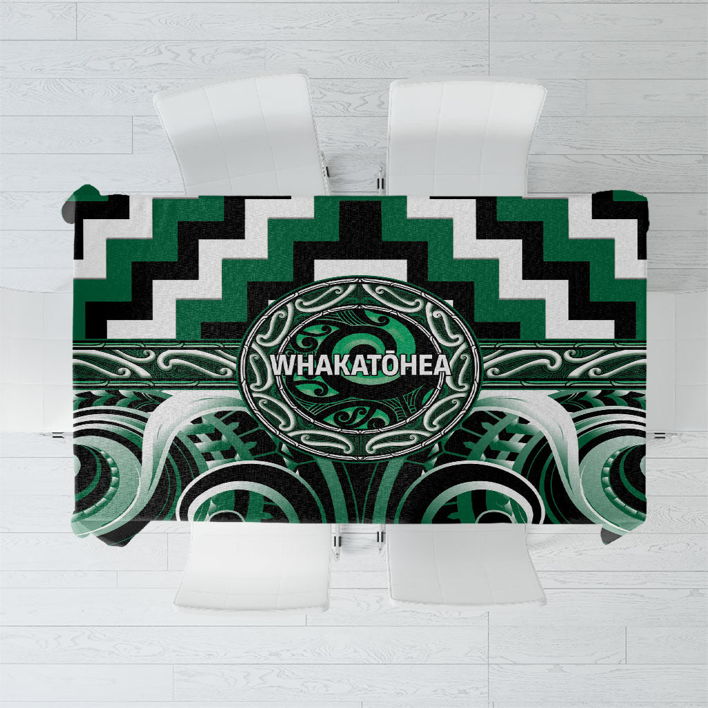 Aotearoa Whakatohea Tablecloth Maori Iwi Poutama Puhoro Tattoo LT14 Green - Polynesian Pride