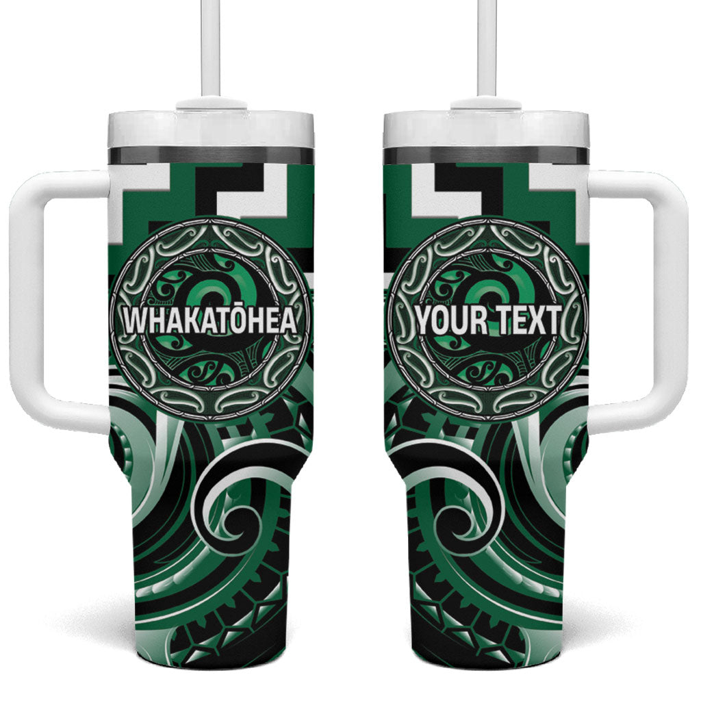 Aotearoa Whakatohea Personalised Tumbler With Handle Maori Iwi Poutama Puhoro Tattoo LT14 One Size: 40 oz Green - Polynesian Pride