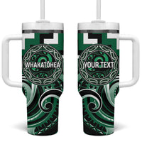 Aotearoa Whakatohea Personalised Tumbler With Handle Maori Iwi Poutama Puhoro Tattoo LT14 One Size: 40 oz Green - Polynesian Pride