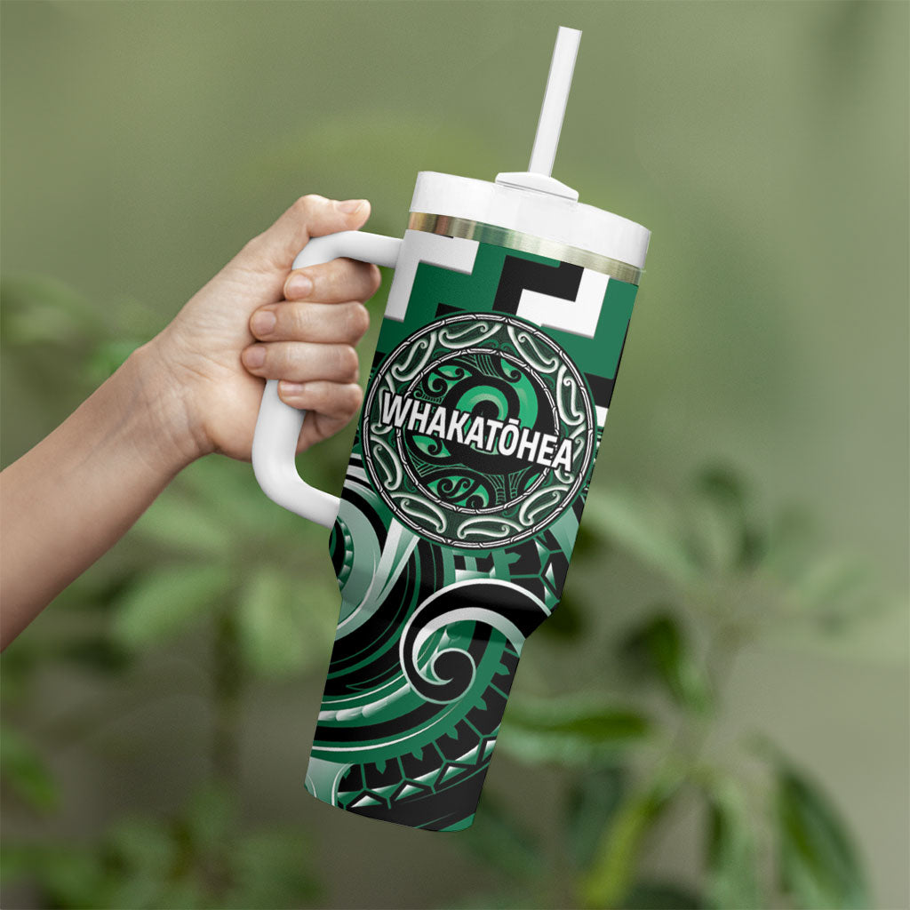 Aotearoa Whakatohea Personalised Tumbler With Handle Maori Iwi Poutama Puhoro Tattoo LT14 - Polynesian Pride