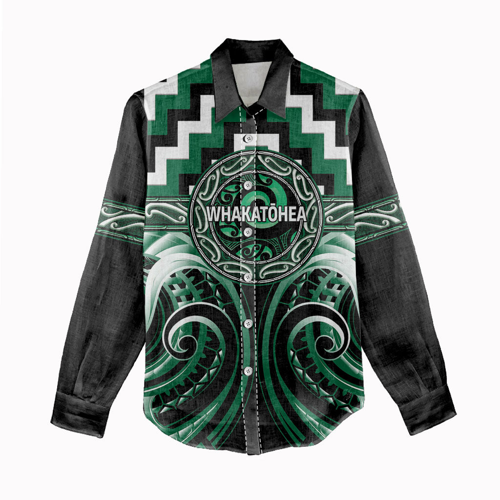 Aotearoa Whakatohea Personalised Women Casual Shirt Maori Iwi Poutama Puhoro Tattoo LT14 - Polynesian Pride