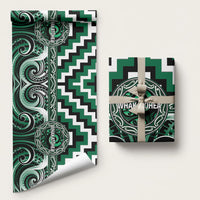 Aotearoa Whakatohea Wrapping Paper Maori Iwi Poutama Puhoro Tattoo LT14 58" × 23" Green - Polynesian Pride