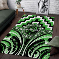 Aotearoa Ngati Awa Area Rug Maori Iwi Poutama Puhoro Tattoo LT14 Green - Polynesian Pride