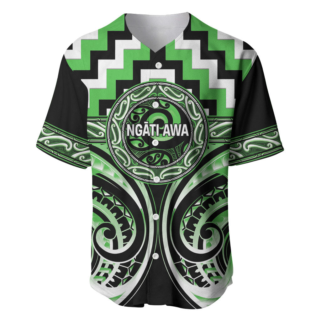 Aotearoa Ngati Awa Personalised Baseball Jersey Maori Iwi Poutama Puhoro Tattoo LT14 Green - Polynesian Pride