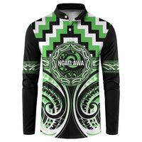 Aotearoa Ngati Awa Personalised Button Sweatshirt Maori Iwi Poutama Puhoro Tattoo LT14 Green - Polynesian Pride