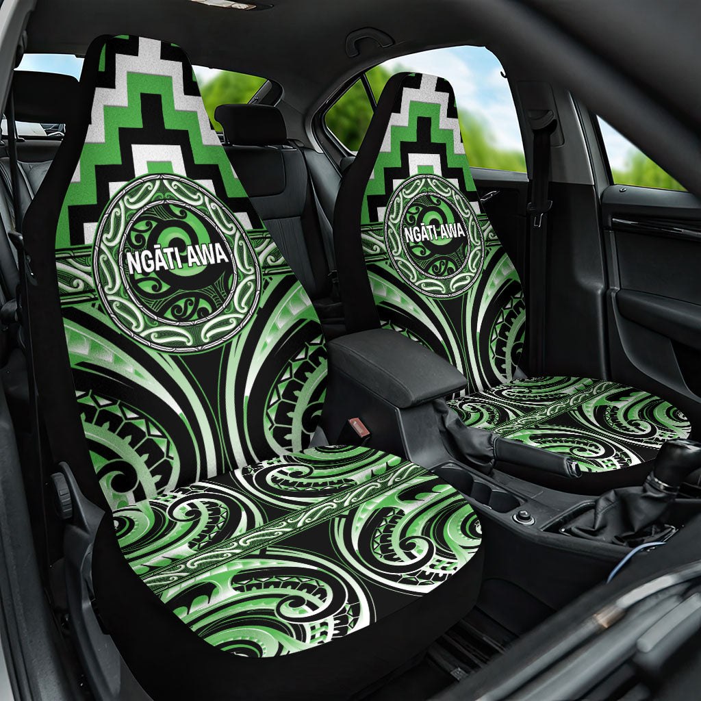 Aotearoa Ngati Awa Car Seat Cover Maori Iwi Poutama Puhoro Tattoo LT14 One Size Green - Polynesian Pride