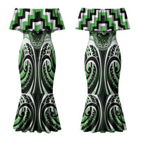 Aotearoa Ngati Awa Personalised Couples Matching Mermaid Dress and Long Sleeve Button Shirt Maori Iwi Poutama Puhoro Tattoo LT14 - Polynesian Pride