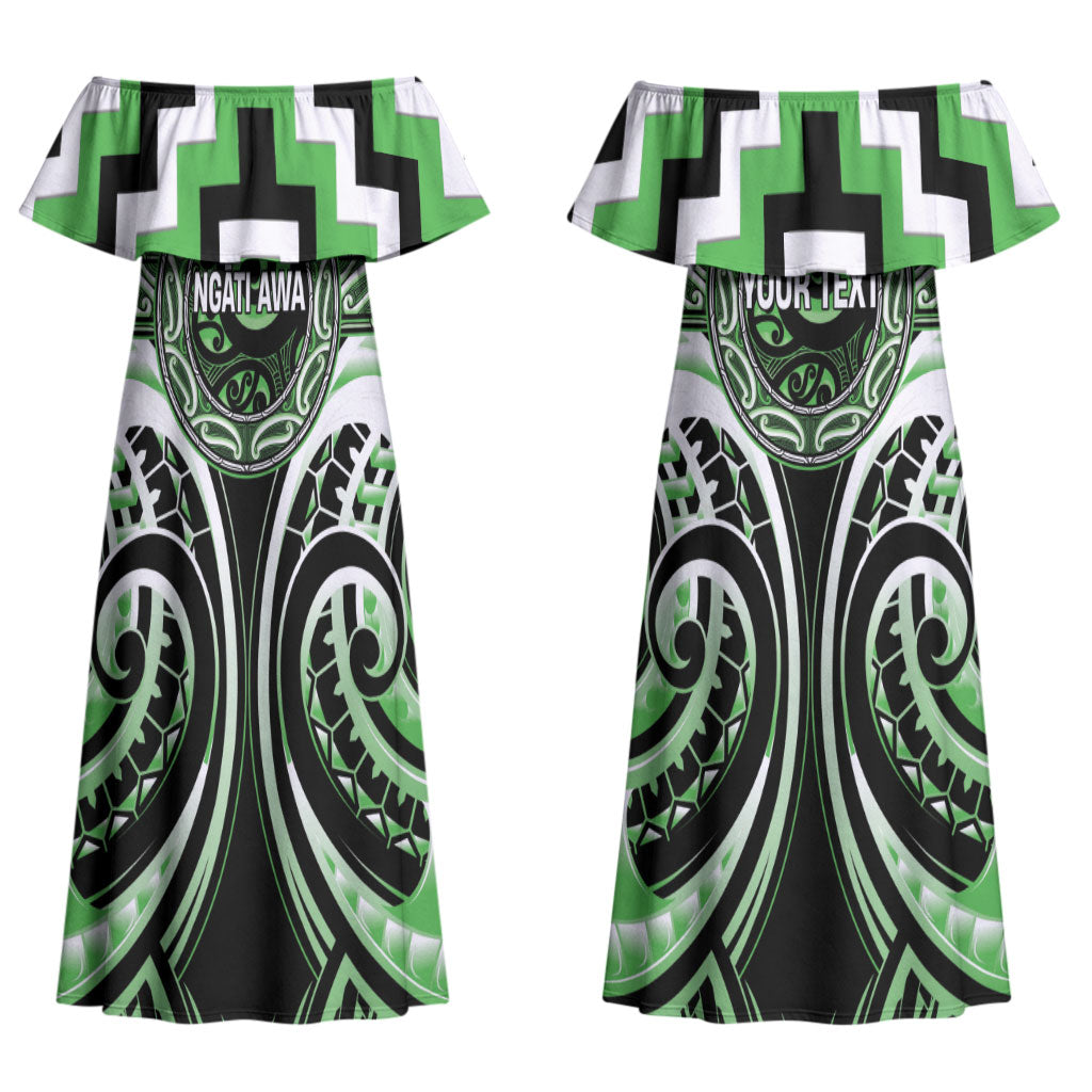 Aotearoa Ngati Awa Personalised Couples Matching Off Shoulder Maxi Dress and Hawaiian Shirt Maori Iwi Poutama Puhoro Tattoo LT14 - Polynesian Pride