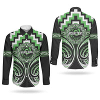 Aotearoa Ngati Awa Personalised Couples Matching Puletasi and Long Sleeve Button Shirt Maori Iwi Poutama Puhoro Tattoo LT14 - Polynesian Pride