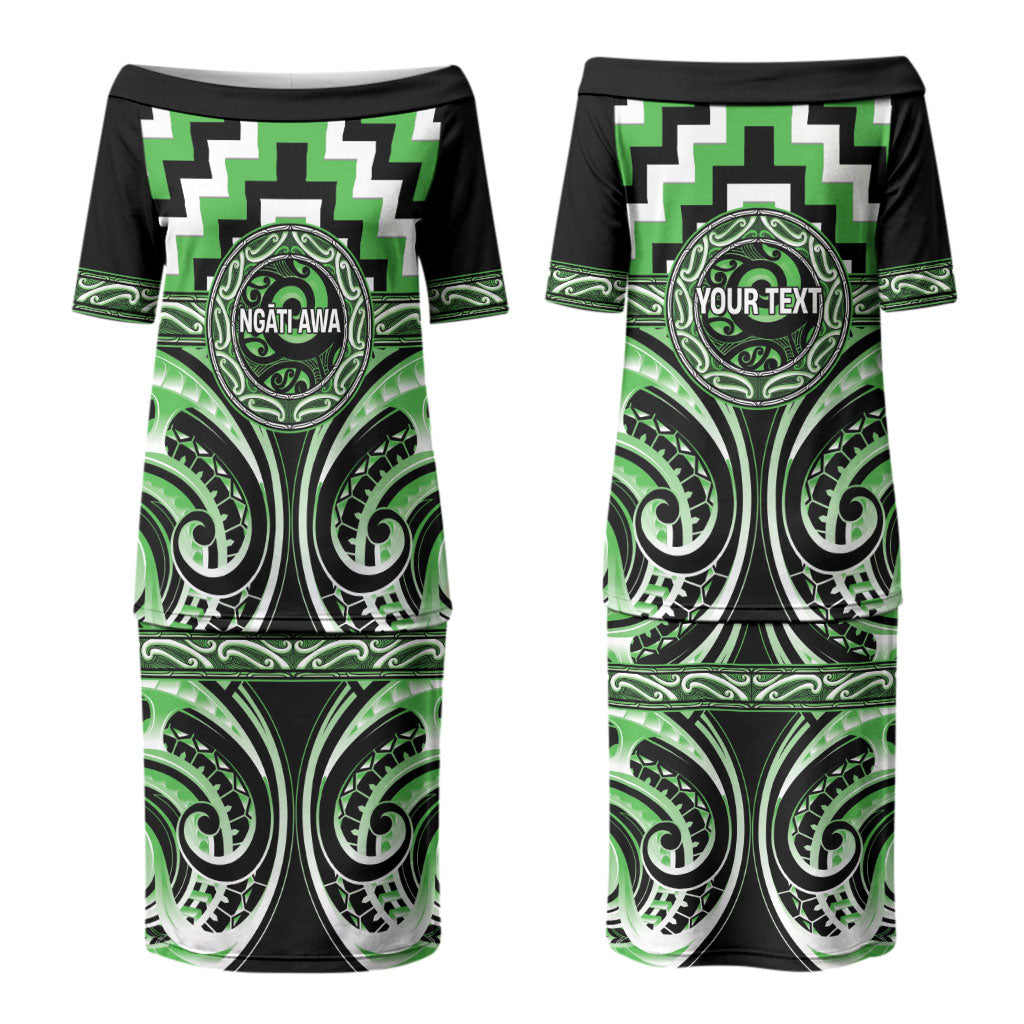 Aotearoa Ngati Awa Personalised Couples Matching Puletasi and Long Sleeve Button Shirt Maori Iwi Poutama Puhoro Tattoo LT14 - Polynesian Pride