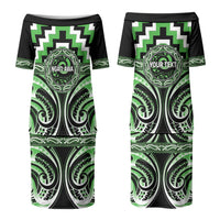 Aotearoa Ngati Awa Personalised Couples Matching Puletasi and Long Sleeve Button Shirt Maori Iwi Poutama Puhoro Tattoo LT14 - Polynesian Pride