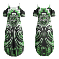 Aotearoa Ngati Awa Personalised Couples Matching Summer Maxi Dress and Long Sleeve Button Shirt Maori Iwi Poutama Puhoro Tattoo LT14 - Polynesian Pride