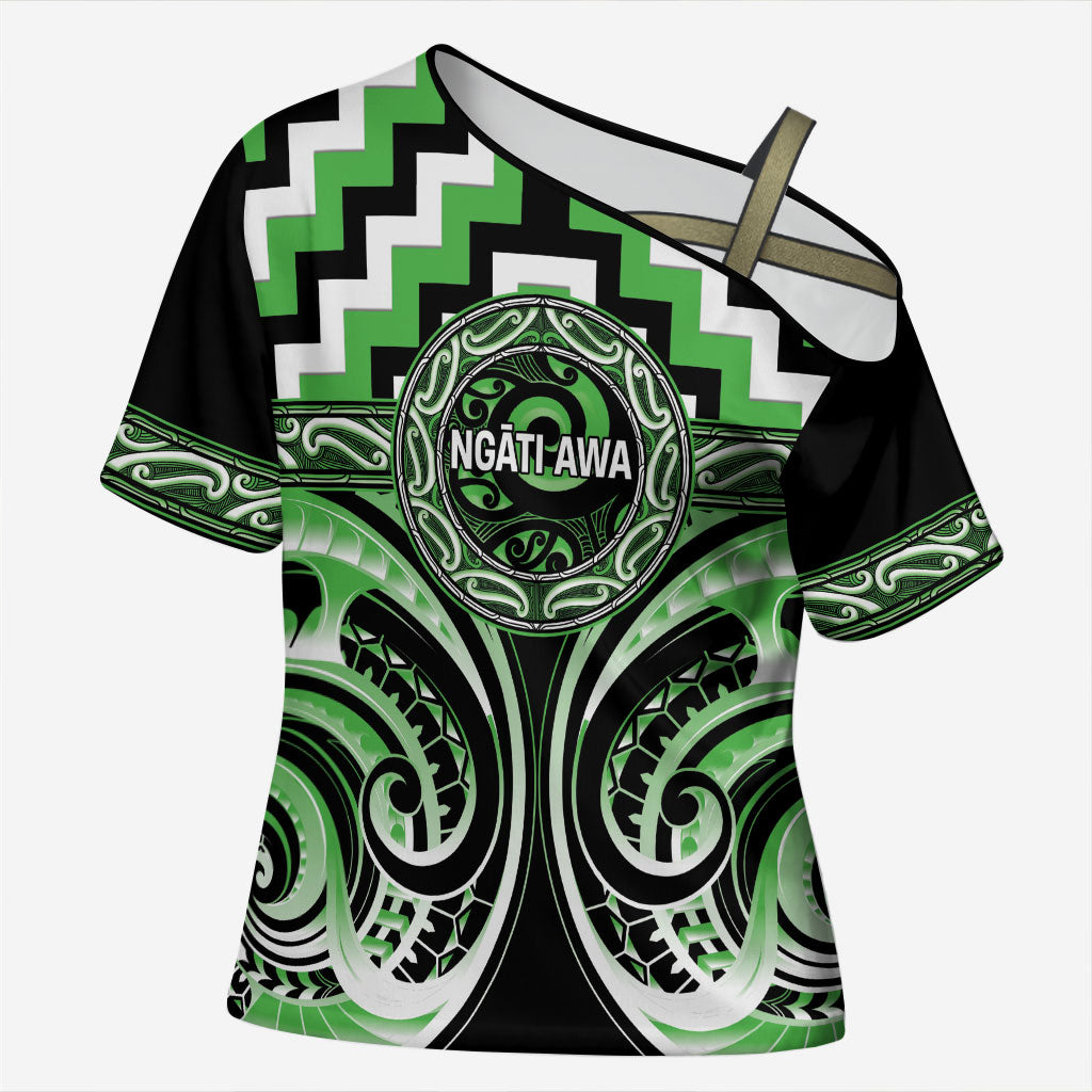 Aotearoa Ngati Awa Personalised Cross Shoulder Shirt Maori Iwi Poutama Puhoro Tattoo