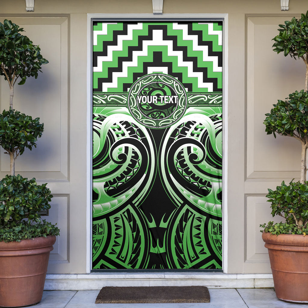 Aotearoa Ngati Awa Personalised Door Cover Maori Iwi Poutama Puhoro Tattoo LT14 Green - Polynesian Pride