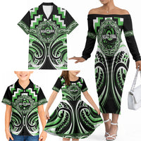 Aotearoa Ngati Awa Personalised Family Matching Off The Shoulder Long Sleeve Dress and Hawaiian Shirt Maori Iwi Poutama Puhoro Tattoo LT14 - Polynesian Pride