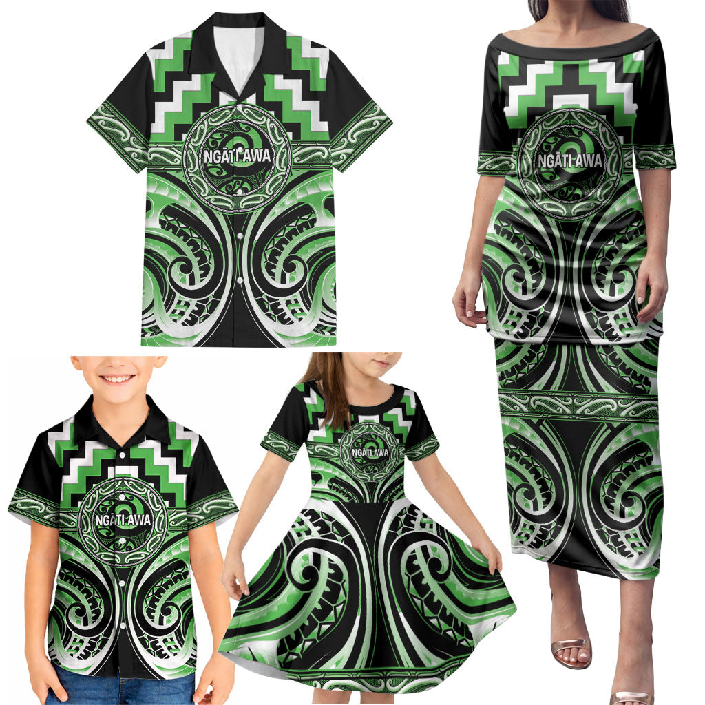 Aotearoa Ngati Awa Personalised Family Matching Puletasi and Hawaiian Shirt Maori Iwi Poutama Puhoro Tattoo LT14 - Polynesian Pride