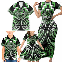 Aotearoa Ngati Awa Personalised Family Matching Short Sleeve Bodycon Dress and Hawaiian Shirt Maori Iwi Poutama Puhoro Tattoo LT14 - Polynesian Pride