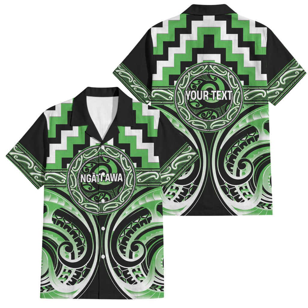 Aotearoa Ngati Awa Personalised Family Matching Tank Maxi Dress and Hawaiian Shirt Maori Iwi Poutama Puhoro Tattoo LT14 Dad's Shirt - Short Sleeve Green - Polynesian Pride