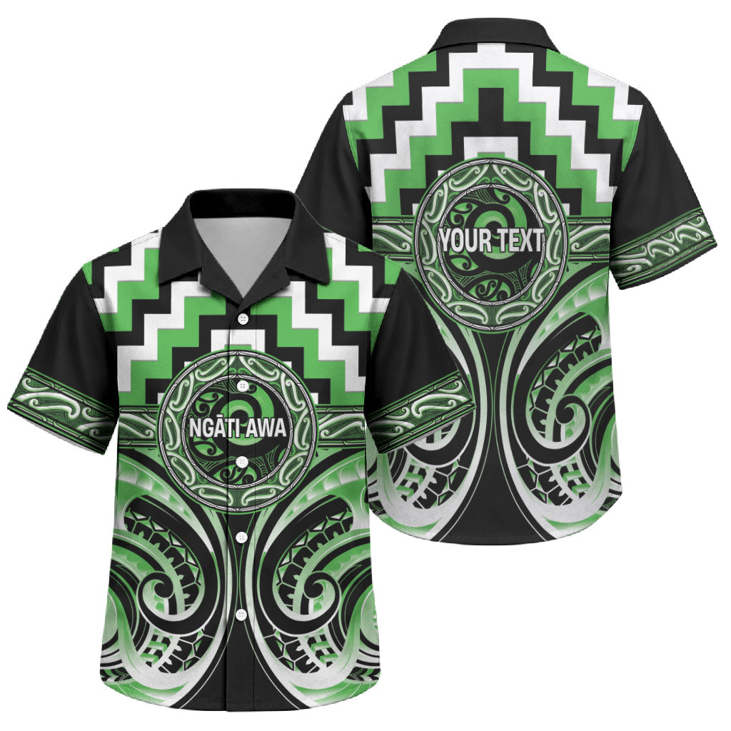 Aotearoa Ngati Awa Personalised Family Matching Tank Maxi Dress and Hawaiian Shirt Maori Iwi Poutama Puhoro Tattoo LT14 Son's Shirt Green - Polynesian Pride
