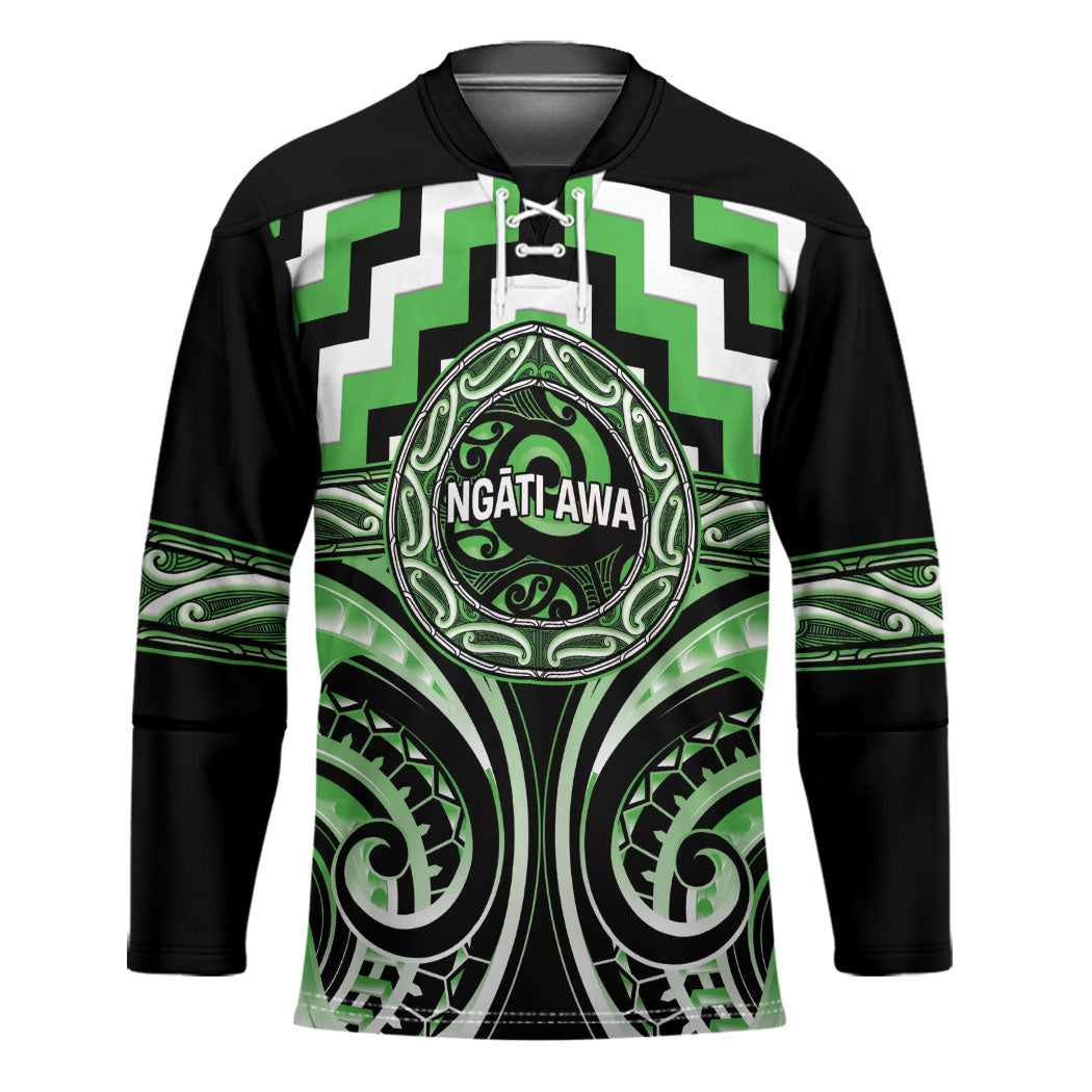 Aotearoa Ngati Awa Personalised Hockey Jersey Maori Iwi Poutama Puhoro Tattoo LT14 Unisex Green - Polynesian Pride
