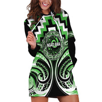 Aotearoa Ngati Awa Personalised Hoodie Dress Maori Iwi Poutama Puhoro Tattoo LT14 Green - Polynesian Pride