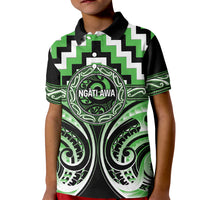 Aotearoa Ngati Awa Personalised Kid Polo Shirt Maori Iwi Poutama Puhoro Tattoo LT14 Kid Green - Polynesian Pride