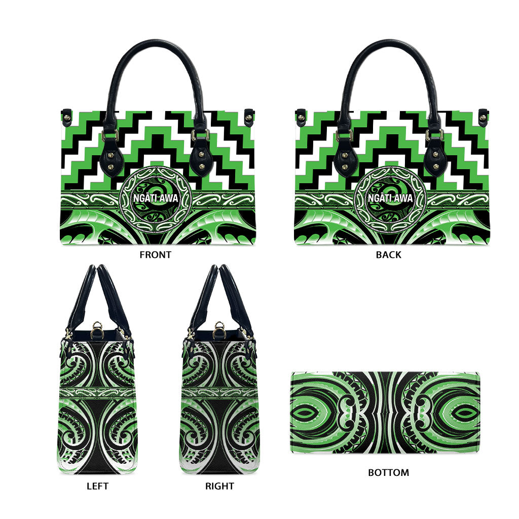 Aotearoa Ngati Awa Leather Bag Maori Iwi Poutama Puhoro Tattoo LT14 - Polynesian Pride